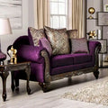 Causeuse Grendel traditionnelle en chenille violette avec accoudoirs roulés par Furniture of America