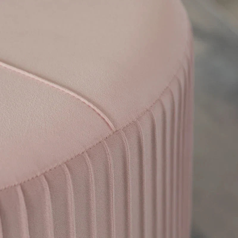 Tabouret pouf rond en velours surélevé avec base dorée épingle à cheveux