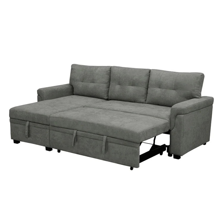 Canapé d'angle réversible avec lit gigogne, méridienne de rangement, pieds durables,