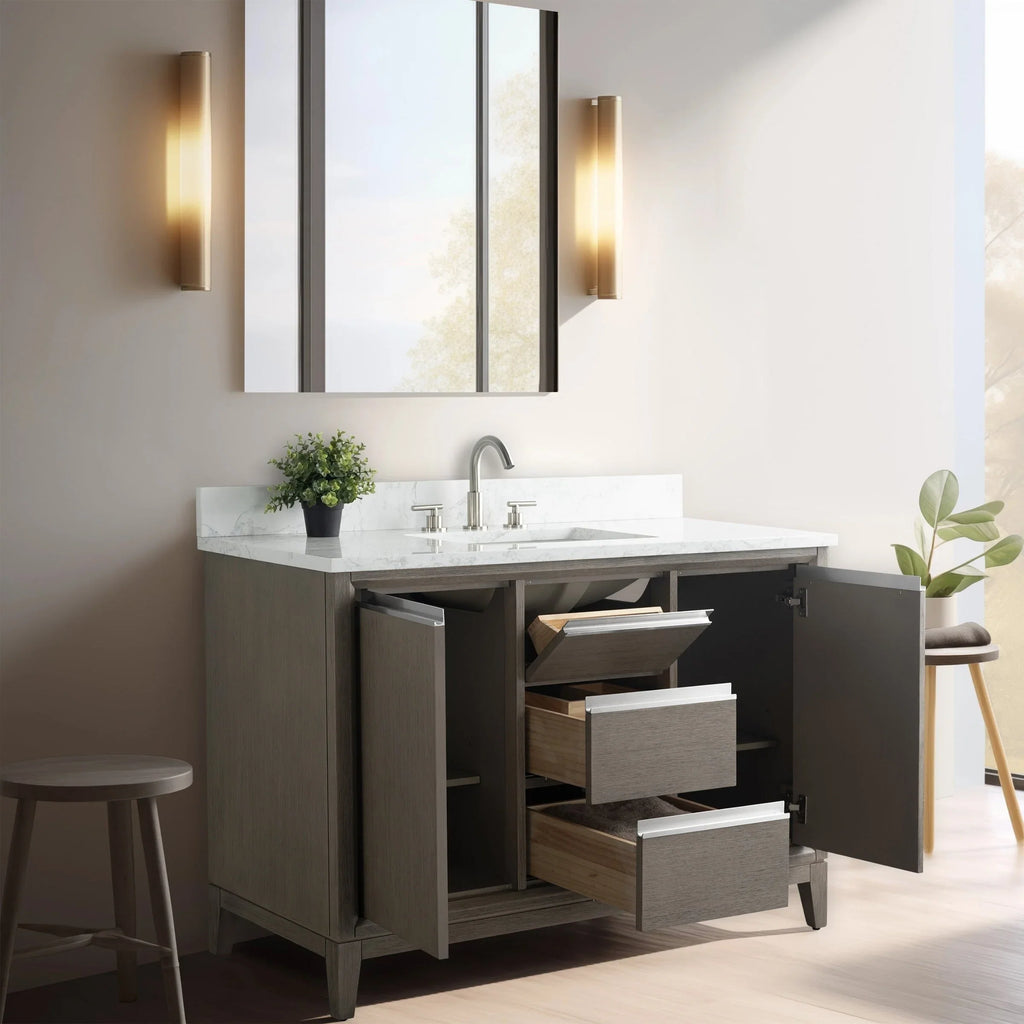 Meuble-lavabo Vanity Art avec évier en céramique et dessus en marbre reconstitué