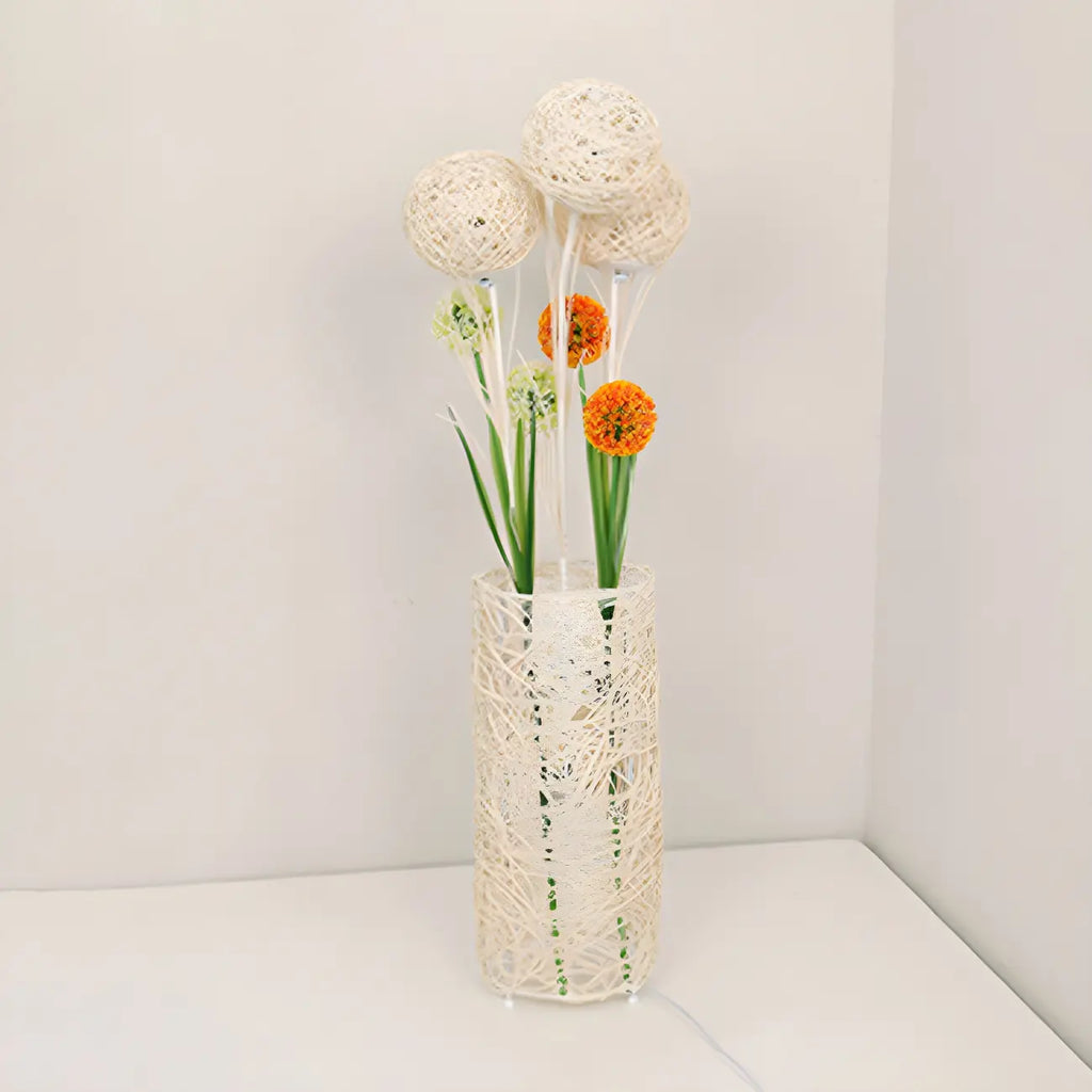 Lampadaire LED en rotin à brancher pour salon