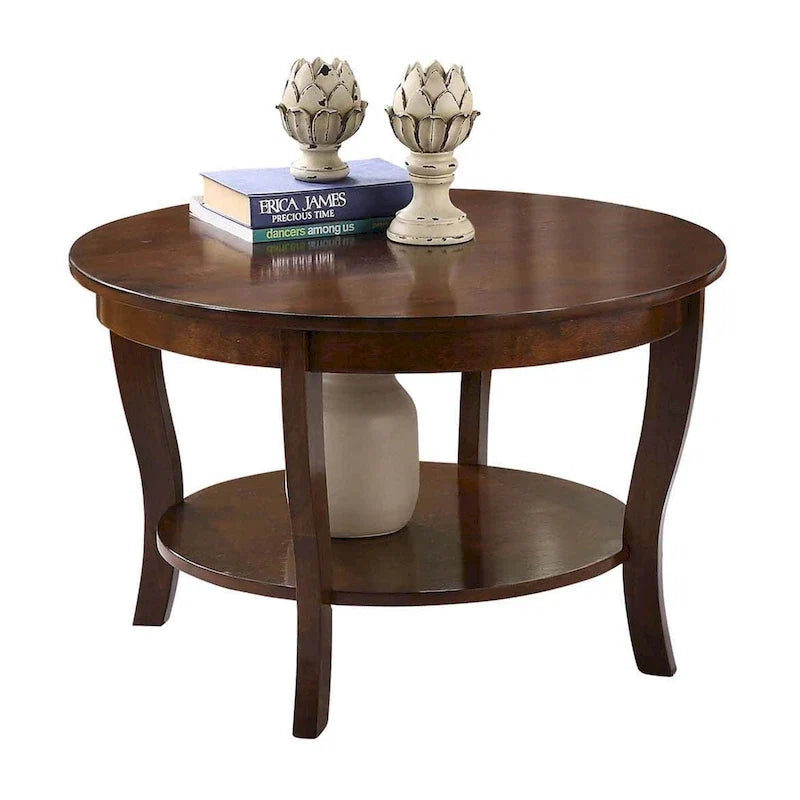 Table basse ronde avec étagère