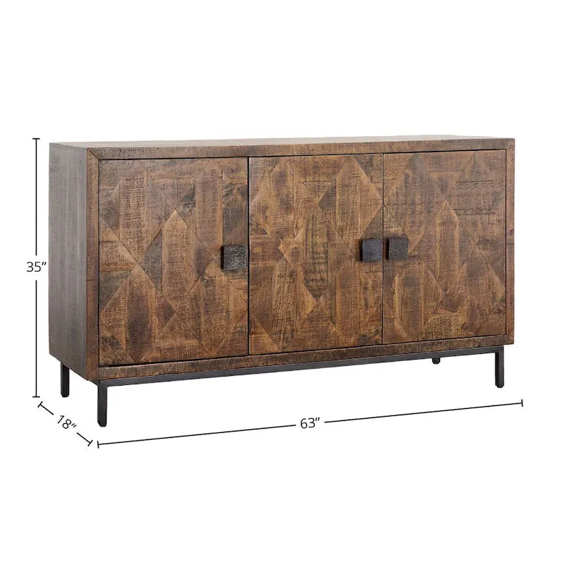 Bahut 2 tiroirs de 160 cm de large, marron