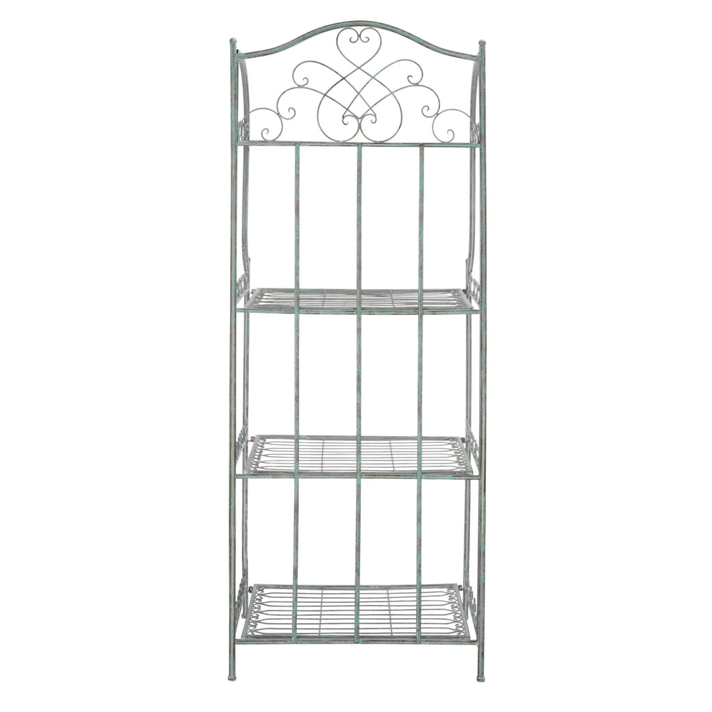 SAFAVIEH Bryn Étagère de boulanger d'extérieur victorienne en fer forgé à 4 niveaux - 63,5 cm l x 38,1 cm P x 160 cm H - 25L x 15P x 63H