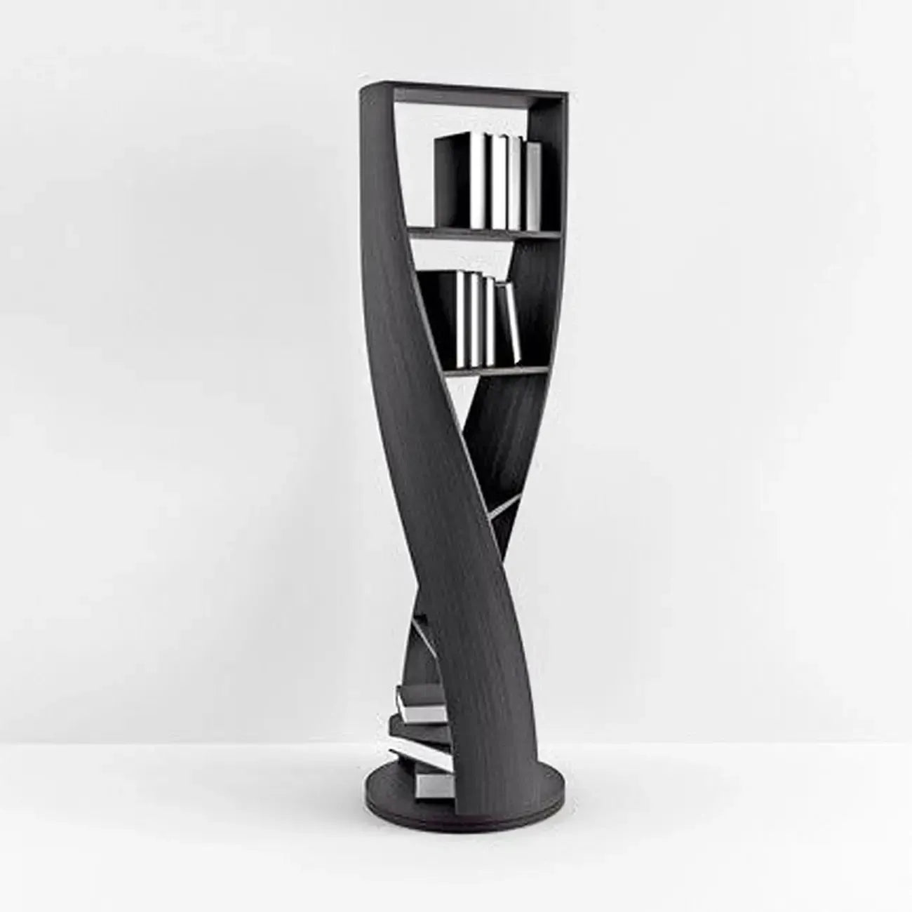 Bibliothèque verticale contemporaine en bois à 5 niveaux Hourglass