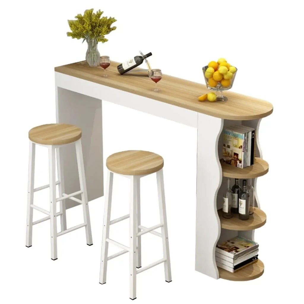 Tables de bar étagères asymétriques modernes en bois noir et blanc
