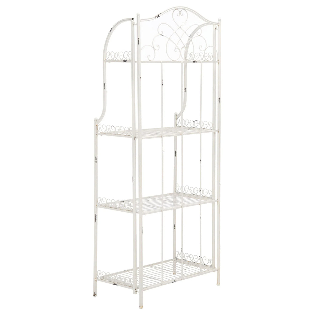 SAFAVIEH Bryn Étagère de boulanger d'extérieur victorienne en fer forgé à 4 niveaux - 63,5 cm l x 38,1 cm P x 160 cm H - 25L x 15P x 63H