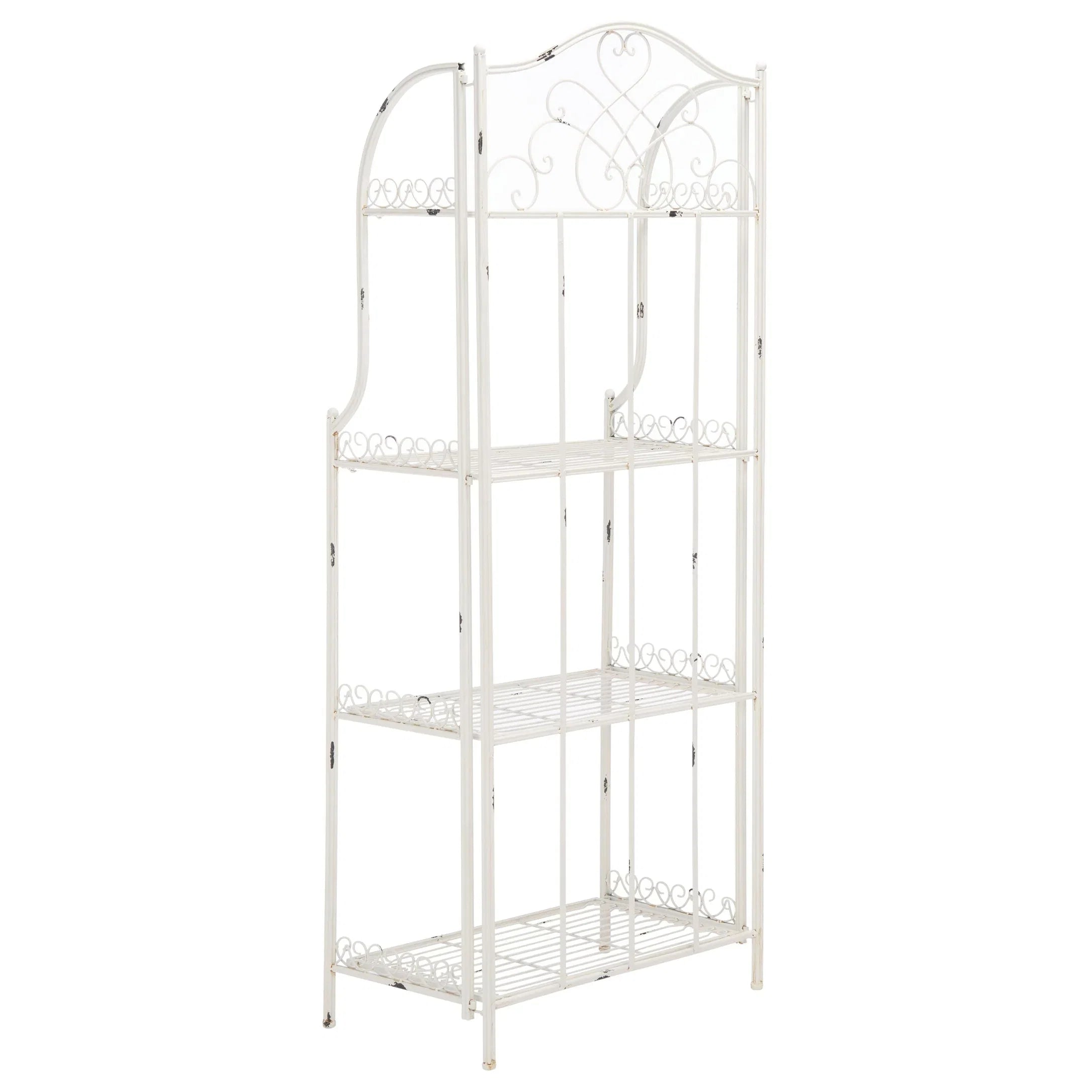 SAFAVIEH Bryn Étagère de boulanger d'extérieur victorienne en fer forgé à 4 niveaux - 63,5 cm l x 38,1 cm P x 160 cm H - 25L x 15P x 63H