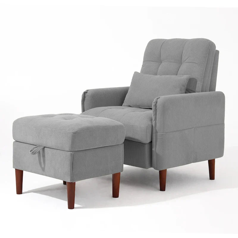 Fauteuil de salon moderne UIXE avec pouf de rangement et dossier réglable
