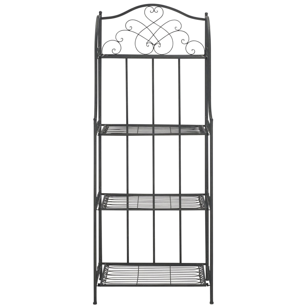 SAFAVIEH Bryn Étagère de boulanger d'extérieur victorienne en fer forgé à 4 niveaux - 63,5 cm l x 38,1 cm P x 160 cm H - 25L x 15P x 63H