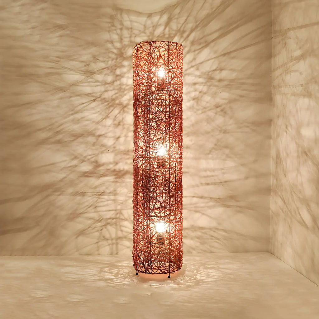 Lampadaire LED en rotin à brancher pour salon