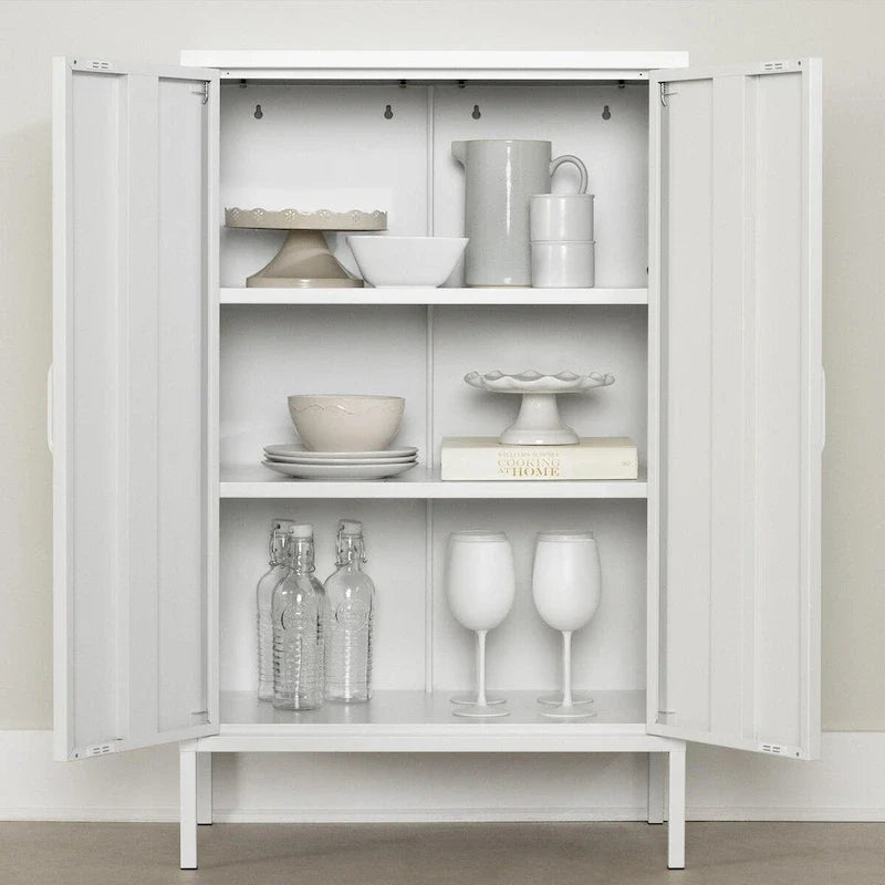 Armoire de rangement métallique à 2 portes avec étagères réglables