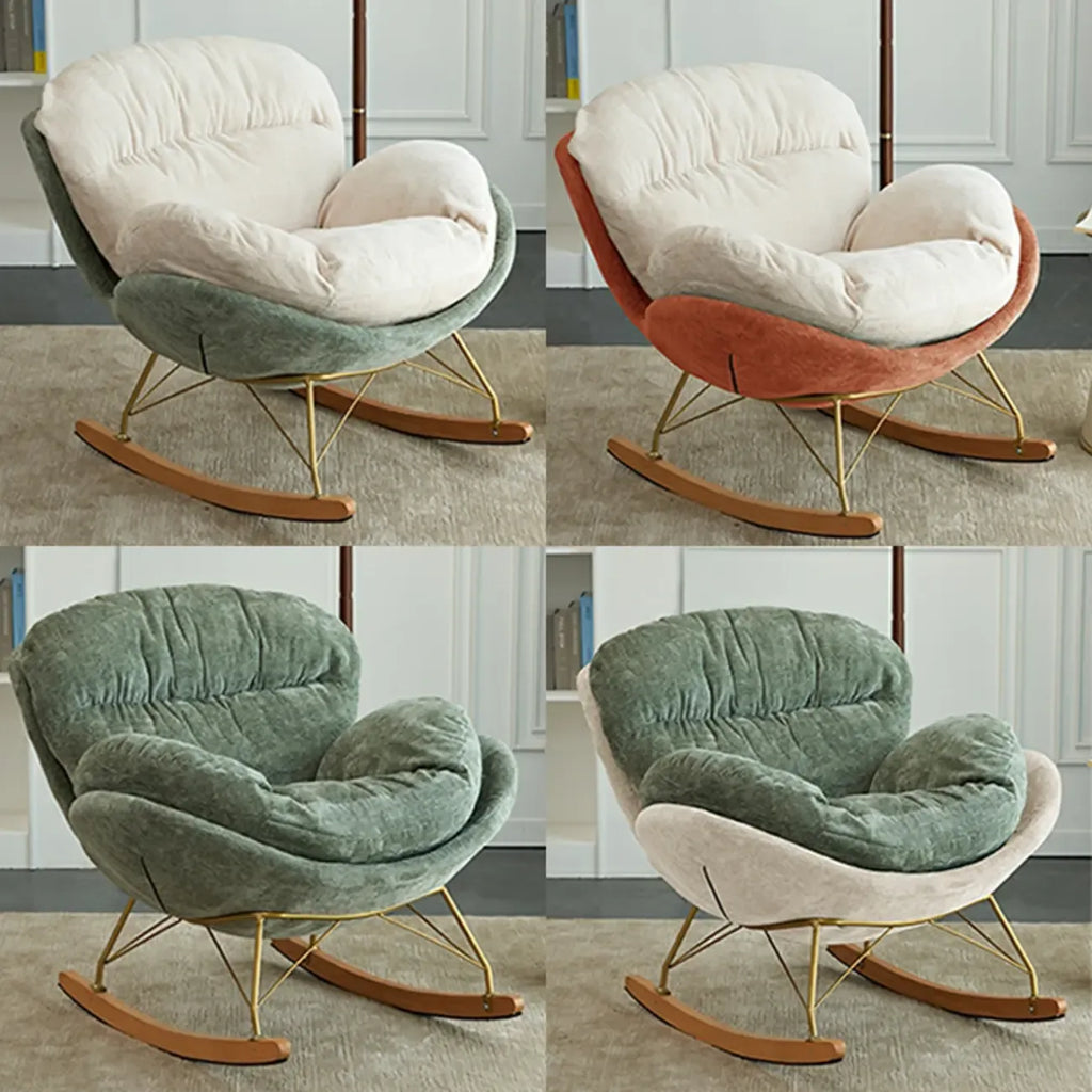 Fauteuil à bascule ergonomique rembourré en velours moderne pour chambre de bébé