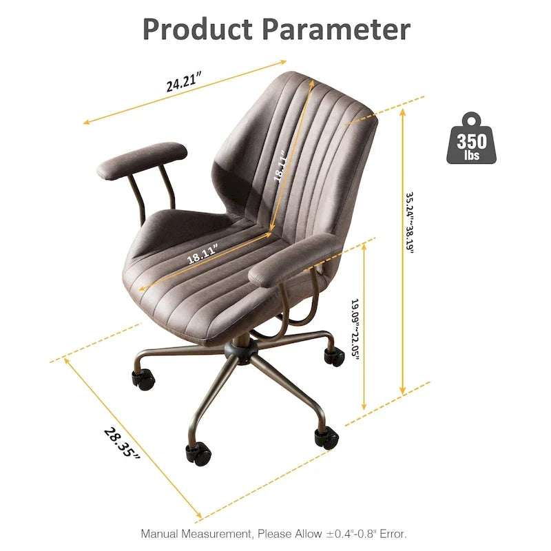 Chaise de bureau ergonomique en suède avec support lombaire