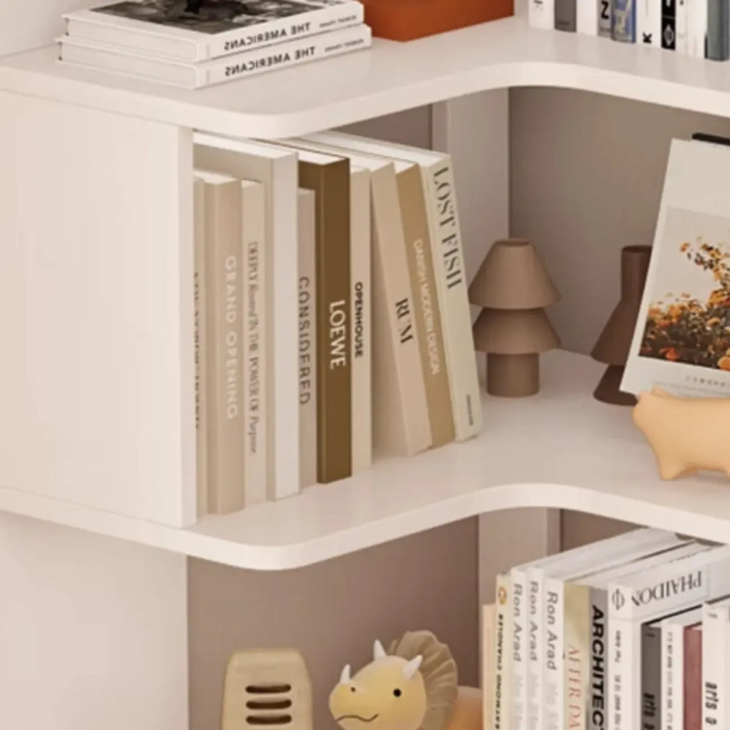 Étagère d'angle en bois manufacturé à 6 tablettes