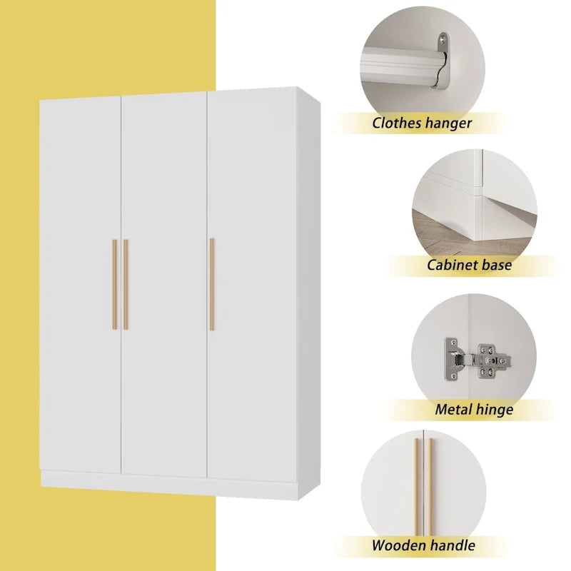 Armoire de rangement en bois avec 6 cubes de rangement et tringle à vêtements