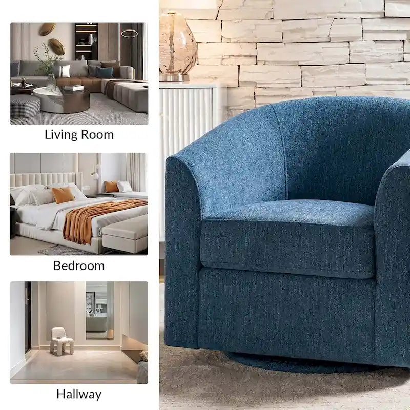 Fauteuil Cuenca moderne en tissu avec piètement pivotant