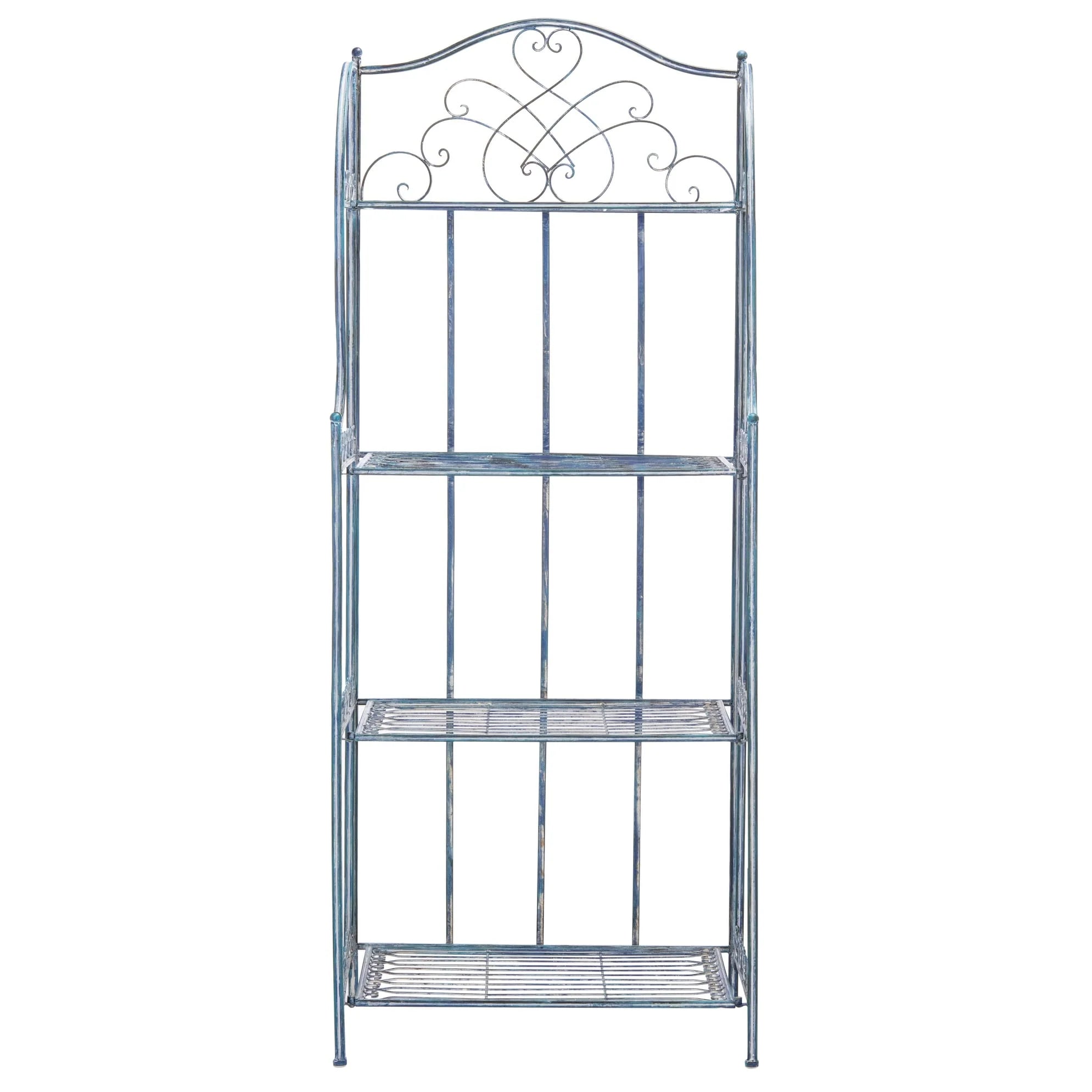 SAFAVIEH Bryn Étagère de boulanger d'extérieur victorienne en fer forgé à 4 niveaux - 63,5 cm l x 38,1 cm P x 160 cm H - 25L x 15P x 63H