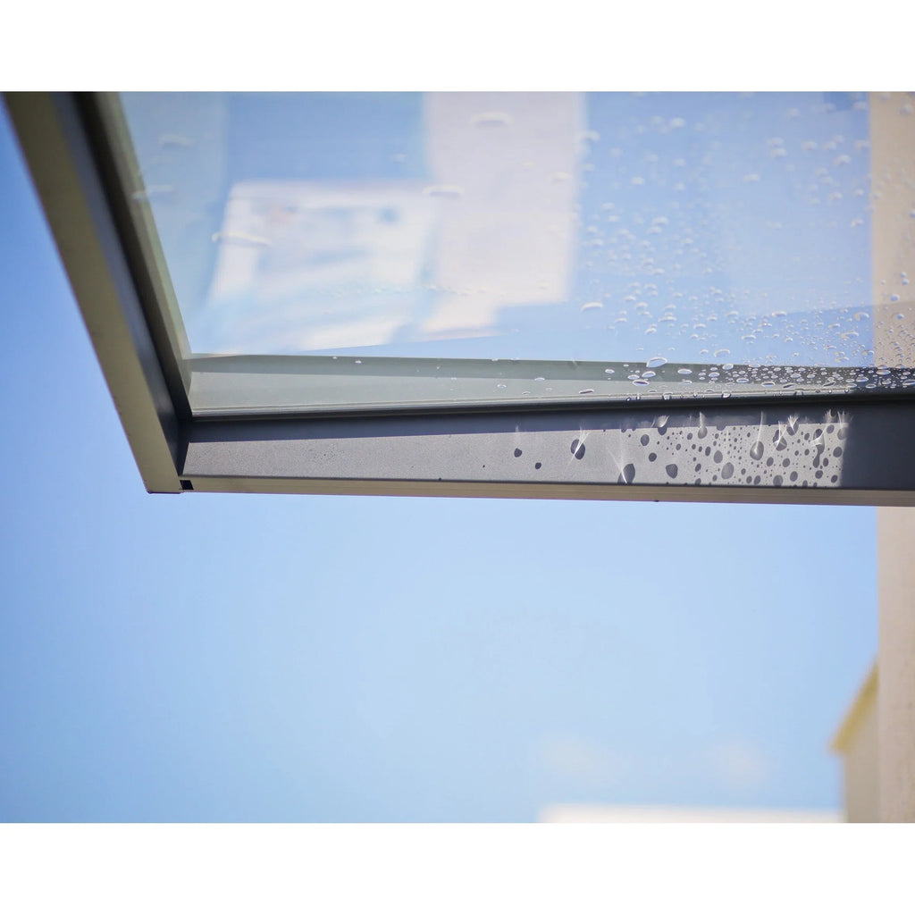 Auvent Sophia gris transparent pour portes et fenêtres de 0,9 m