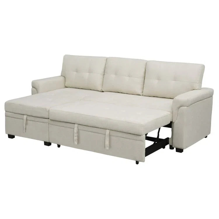 Canapé d'angle réversible convertible avec lit gigogne, méridienne de rangement et pieds durables