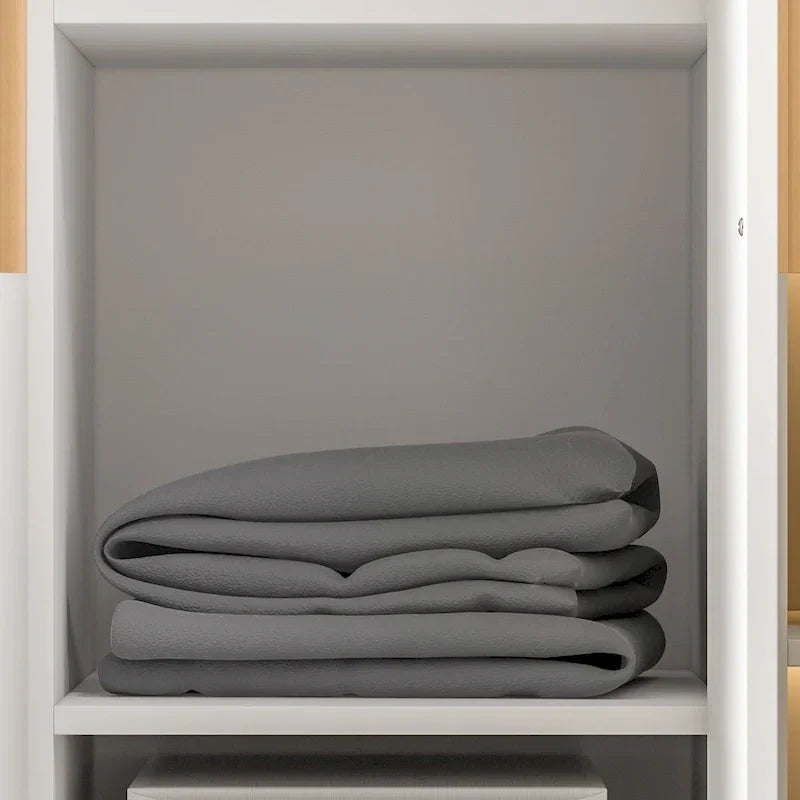 Armoire de rangement en bois avec 6 cubes de rangement et tringle à vêtements