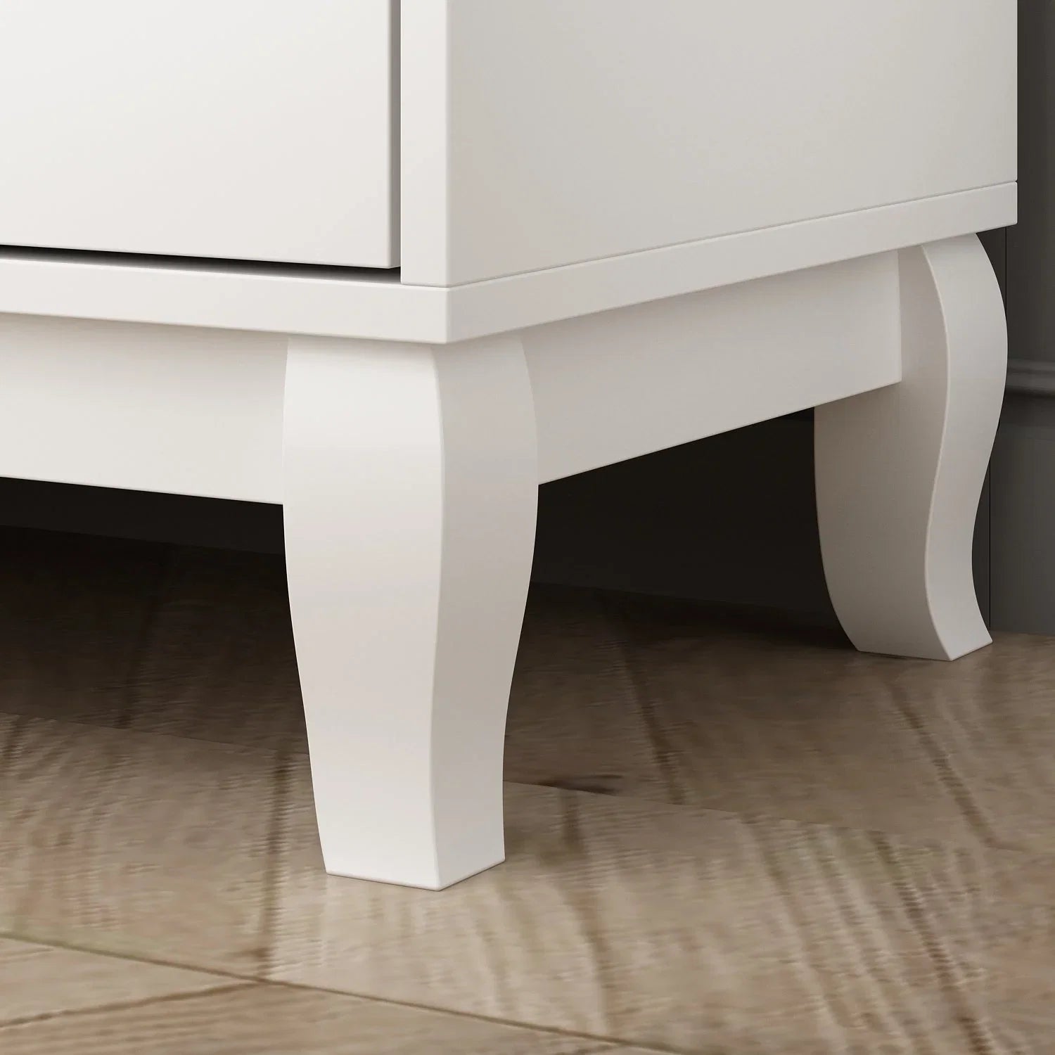 Commode double Timechee 6 tiroirs 47,2 po de largeur, pieds en bois massif, fini laqué