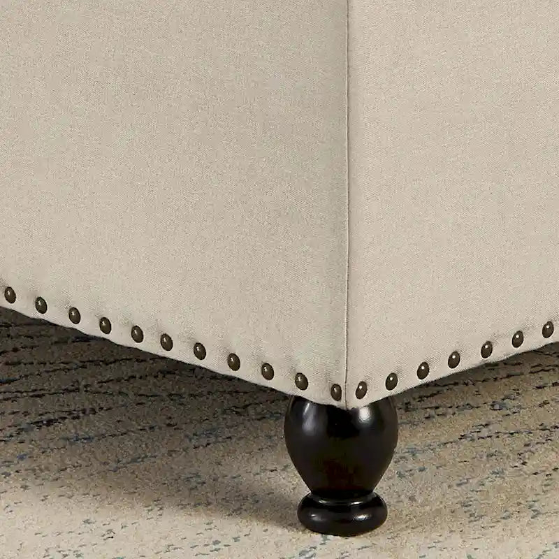 Grand pouf de rangement carré avec pieds en bois