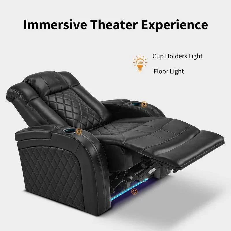 Fauteuil inclinable électrique MCombo avec appuie-tête réglable, siège de cinéma maison à deux moteurs avec port USB, cuir respirant HTS411