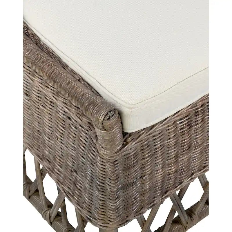 Chaise d'appoint de salle à manger capitonnée en rotin naturel par East at Main